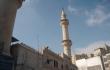 Grand Husseini mečetės minaretas dienos šviesoje